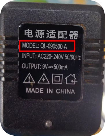 *Brand NEW*High Quality QL-090500-A Power Adapter AC220-240V 50/60Hz to 9V 500mA Power S